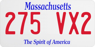MA license plate 275VX2