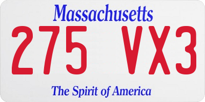 MA license plate 275VX3