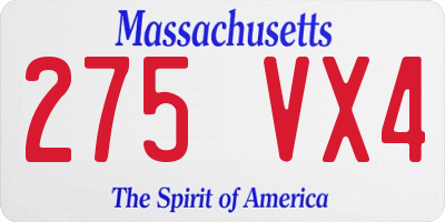 MA license plate 275VX4