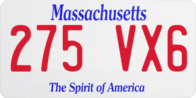 MA license plate 275VX6