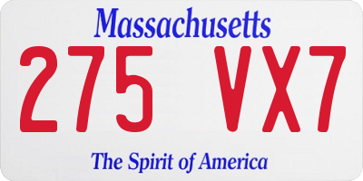 MA license plate 275VX7