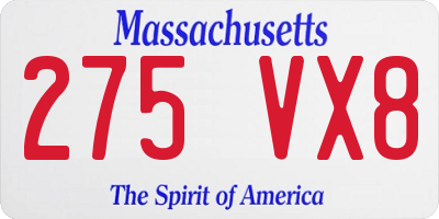 MA license plate 275VX8