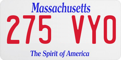 MA license plate 275VY0