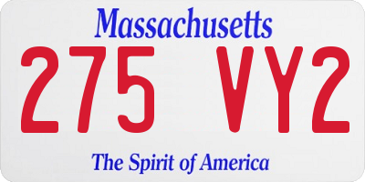 MA license plate 275VY2