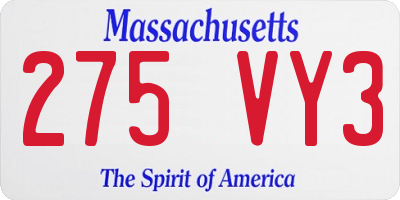MA license plate 275VY3