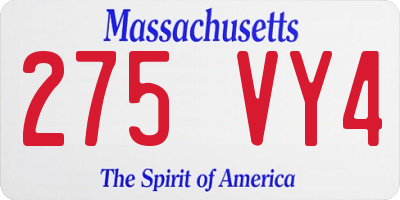 MA license plate 275VY4