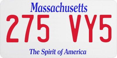 MA license plate 275VY5