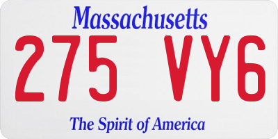 MA license plate 275VY6