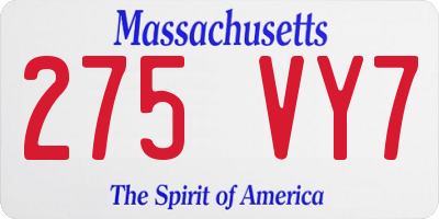 MA license plate 275VY7