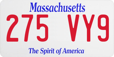 MA license plate 275VY9