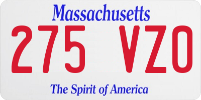 MA license plate 275VZ0