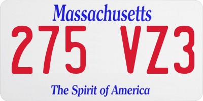 MA license plate 275VZ3