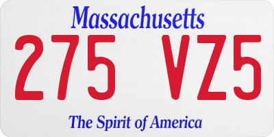 MA license plate 275VZ5