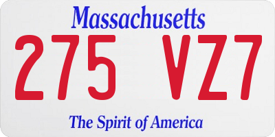 MA license plate 275VZ7
