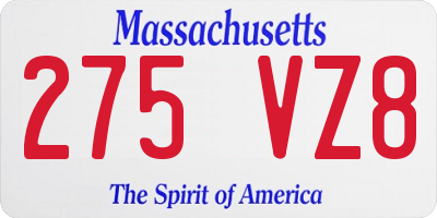 MA license plate 275VZ8