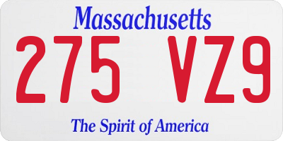 MA license plate 275VZ9