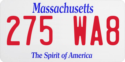 MA license plate 275WA8