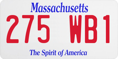 MA license plate 275WB1
