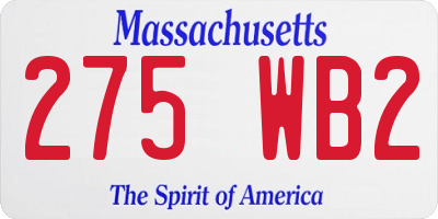 MA license plate 275WB2