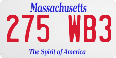 MA license plate 275WB3