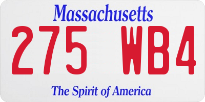 MA license plate 275WB4