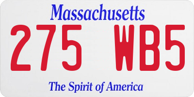 MA license plate 275WB5