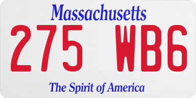 MA license plate 275WB6