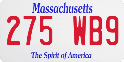 MA license plate 275WB9