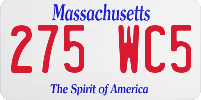 MA license plate 275WC5