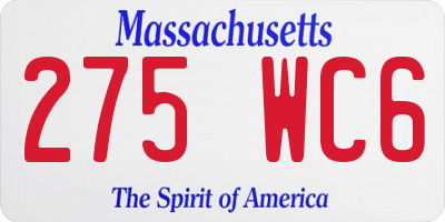 MA license plate 275WC6