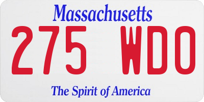 MA license plate 275WD0