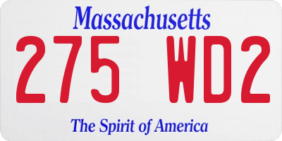 MA license plate 275WD2