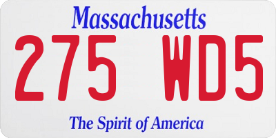 MA license plate 275WD5