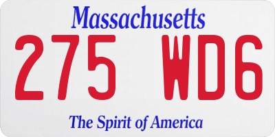 MA license plate 275WD6