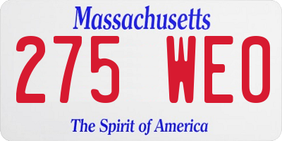 MA license plate 275WE0