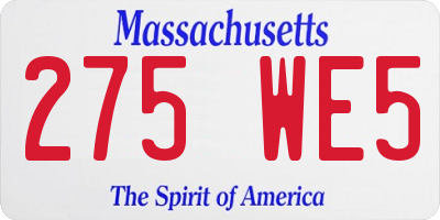 MA license plate 275WE5