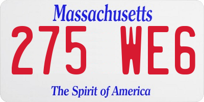MA license plate 275WE6