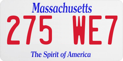 MA license plate 275WE7