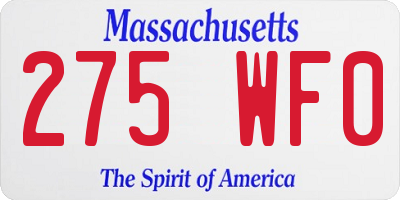 MA license plate 275WF0