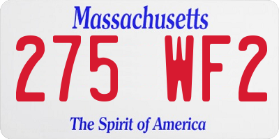 MA license plate 275WF2