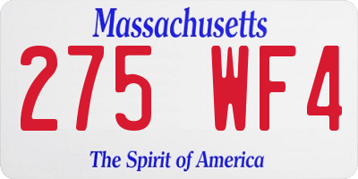 MA license plate 275WF4