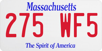 MA license plate 275WF5