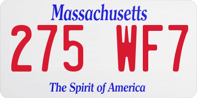 MA license plate 275WF7