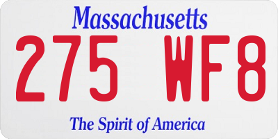 MA license plate 275WF8