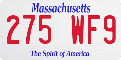 MA license plate 275WF9