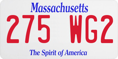 MA license plate 275WG2