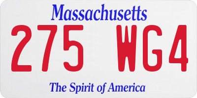 MA license plate 275WG4