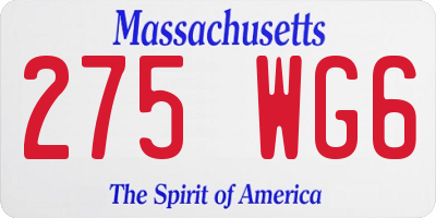 MA license plate 275WG6