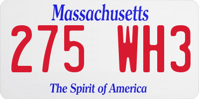 MA license plate 275WH3