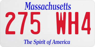 MA license plate 275WH4